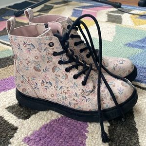Art Class Combat Boots Zoe Girls 3 Floral Print Lace Up Front Side Zipper